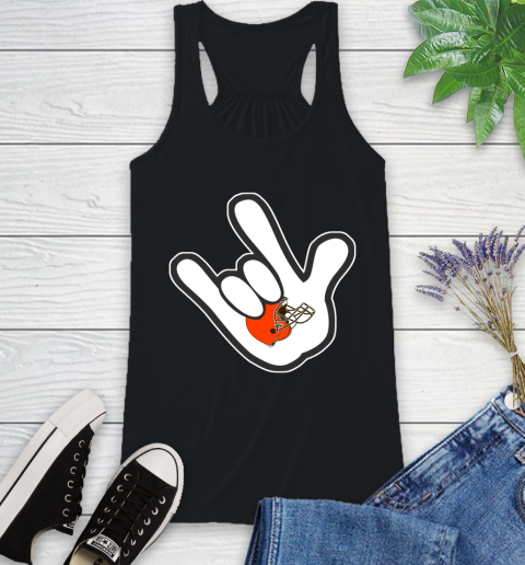 Cleveland Browns NFL Football Mickey Rock Hand Disney Racerback Tank 2