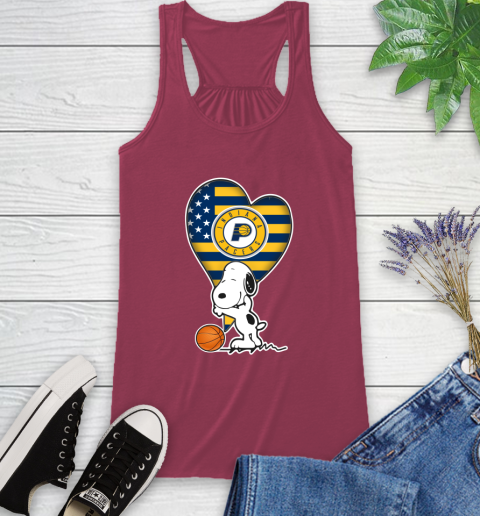 Indiana Pacers NBA Basketball The Peanuts Movie Adorable Snoopy Racerback Tank 8