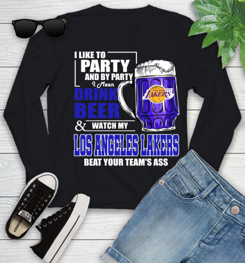 NBA Drink Beer and Watch My Los Angeles Lakers Beat Your Team's Ass Basketball Youth Long Sleeve