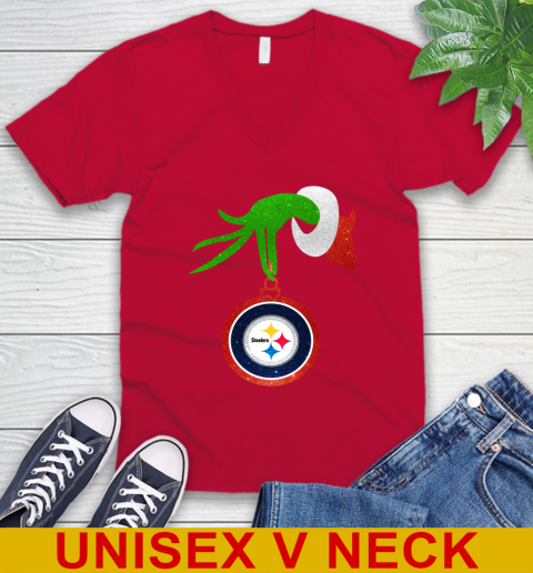 Pittsburgh Steelers Grinch Merry Christmas NFL Football V-Neck T-Shirt 7