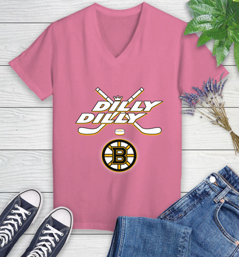 NHL Boston Bruins Dilly Dilly Hockey Sports Women's V-Neck T-Shirt 13