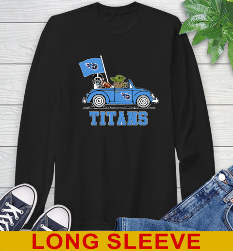NFL Football Tennessee Titans Darth Vader Baby Yoda Driving Star Wars Shirt Long Sleeve T-Shirt 2