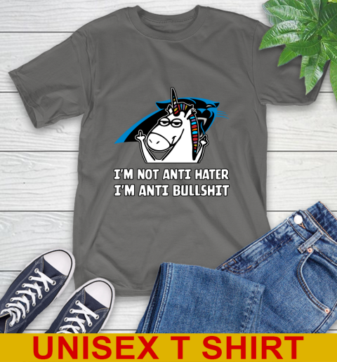 Carolina Panthers NFL Football Unicorn I'm Not Anti Hater I'm Anti Bullshit T-Shirt 8