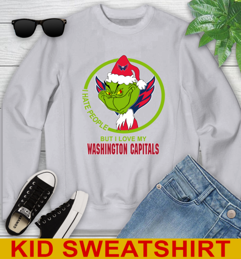 Washington Capitals NHL Christmas Grinch I Hate People But I Love My Favorite Hockey Team Youth Sweatshirt 4