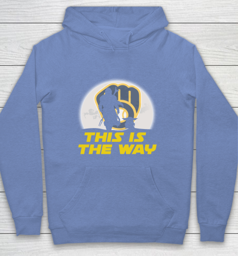 Milwaukee Brewers MLB Baseball Star Wars Yoda And Mandalorian This Is The Way Youth Hoodie 8