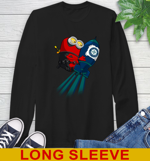 MLB Baseball Seattle Mariners Deadpool Minion Marvel Shirt Long Sleeve T-Shirt