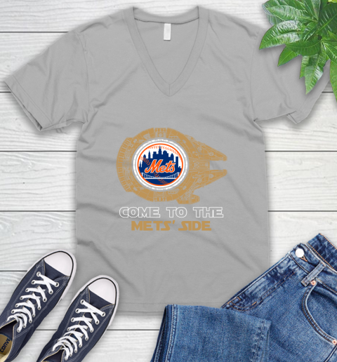 MLB Come To The New York Mets Side Star Wars Baseball Sports V-Neck T-Shirt 3