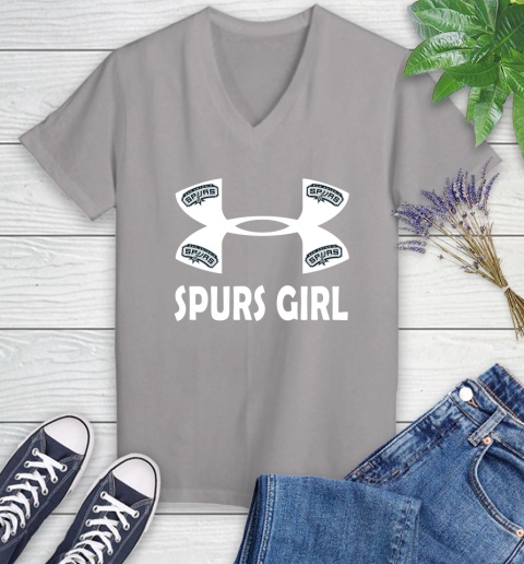 NBA San Antonio Spurs Girl Under Armour Basketball Sports Women's V-Neck T-Shirt 4