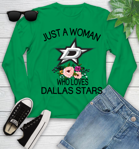 NHL Just A Woman Who Loves Dallas Stars Hockey Sports Youth Long Sleeve 4