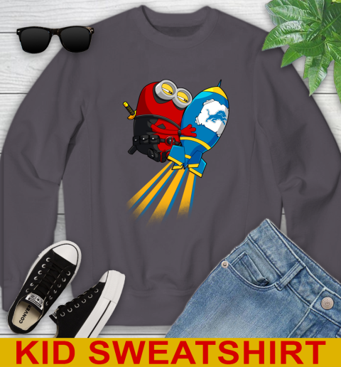 NFL Football Detroit Lions Deadpool Minion Marvel Shirt Youth Sweatshirt 5