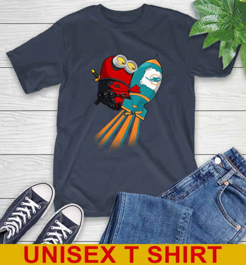 NFL Football Miami Dolphins Deadpool Minion Marvel Shirt T-Shirt 3
