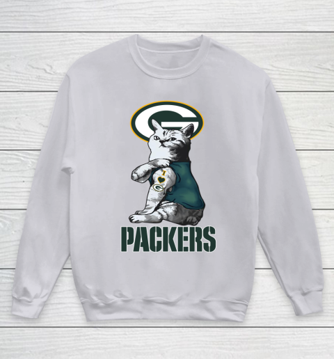 NFL Football My Cat Loves Green Bay Packers Youth Sweatshirt 3