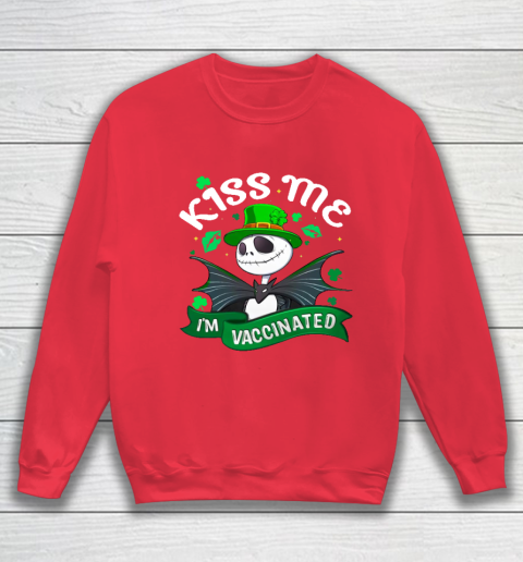 Kiss Me I'm Vaccinated Patrick's Day Jack Skellington Sweatshirt 7