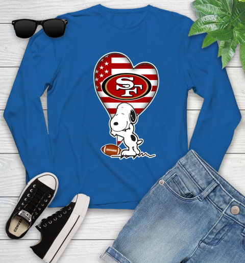 San Francisco 49ers NFL Football The Peanuts Movie Adorable Snoopy Youth Long Sleeve 9