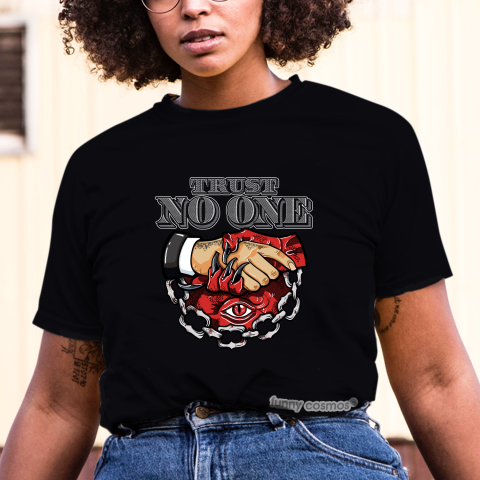 Trust No One Eye T Shirt To Matching Jordan 5 Paris Saint Germain Black Shirts Hip Hop Tshirts Sneakers Matching