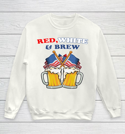 Beer Lover Funny Shirt BEER RED WHITE AND BREW 4TH OF JULY Youth Sweatshirt
