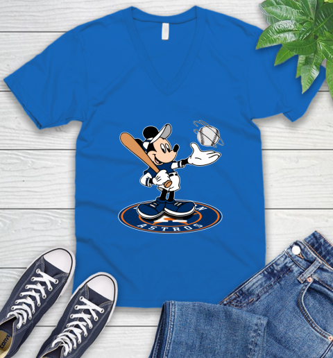 MLB Baseball Houston Astros Cheerful Mickey Disney Shirt V-Neck T-Shirt 6