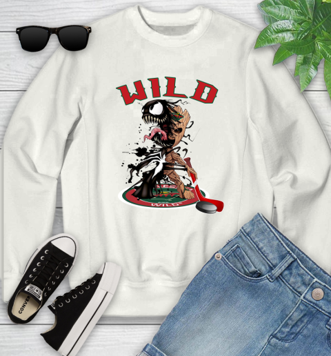 NHL Minnesota Wild Hockey Venom Groot Guardians Of The Galaxy Youth Sweatshirt