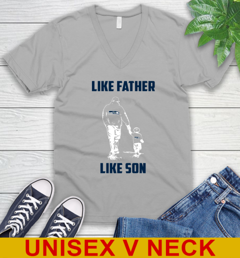 Seattle Seahawks NFL Football Like Father Like Son Sports V-Neck T-Shirt 3