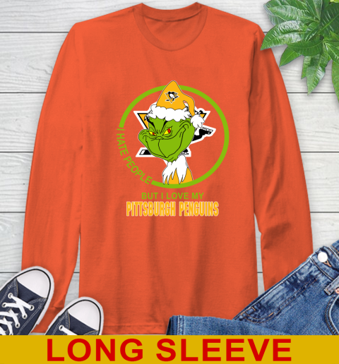 Pittsburgh Penguins NHL Christmas Grinch I Hate People But I Love My Favorite Hockey Team Long Sleeve T-Shirt 5
