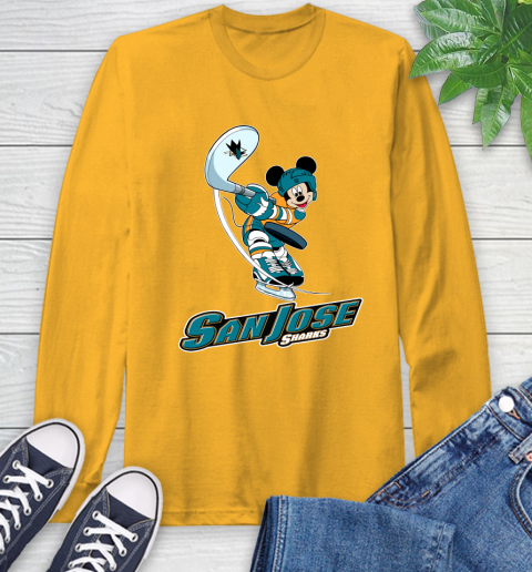 NHL Hockey San Jose Sharks Cheerful Mickey Mouse Shirt Long Sleeve T-Shirt 3