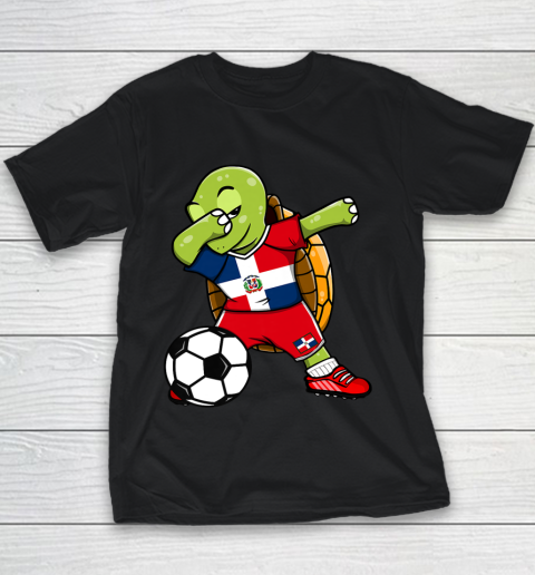 Dabbing Turtle Dominican Republic Soccer Fans Flag Football Youth T-Shirt