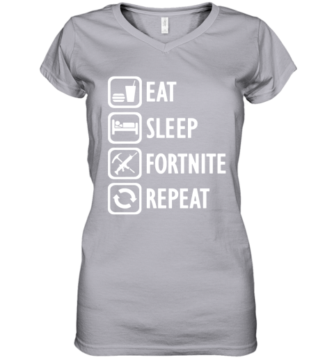 vvho eat sleep fortnite repeat for gamer fortnite battle royale shirts women v neck t shirt 39 front sport grey