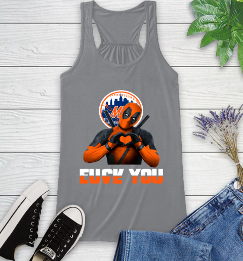 MLB New York Mets Deadpool Love You Fuck You Baseball Sports Racerback Tank 4