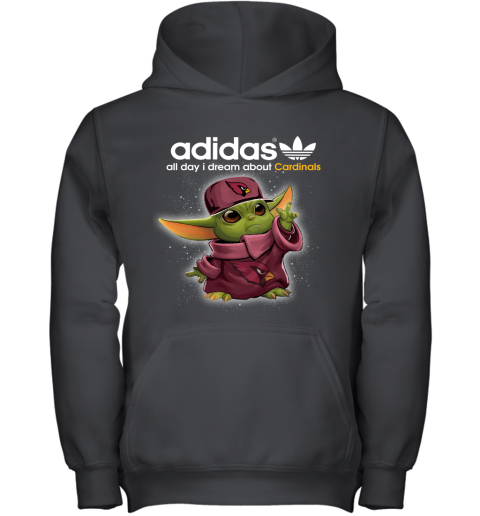 Baby Yoda Adidas All Day I Dream About Arizona Cardinals Youth Hoodie