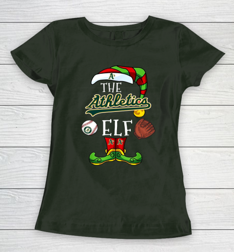 Oakland Athletics Christmas ELF Funny MLB Women's T-Shirt 4