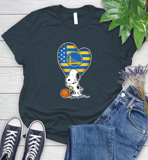Golden State Warriors NBA Basketball The Peanuts Movie Adorable Snoopy Women's T-Shirt 8