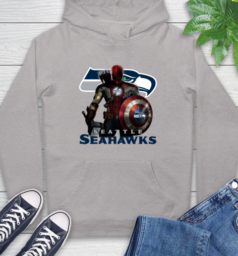 NFL Captain America Thor Spider Man Hawkeye Avengers Endgame Football Seattle Seahawks Hoodie 12