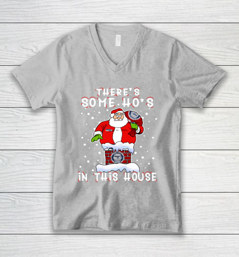 Seattle Seahawks Christmas There Is Some Hos In This House Santa Stuck In The Chimney NFL V-Neck T-Shirt 3