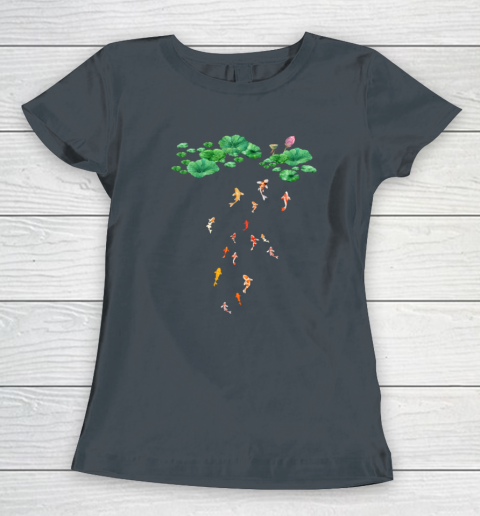 Watercolor Japanese Koi Fish Goldfish Lily Pad Lotus Leaf Shirt Women's T-Shirt 3