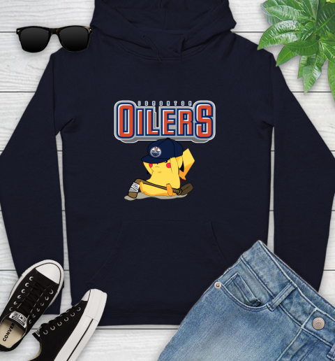 NHL Pikachu Hockey Sports Edmonton Oilers Youth Hoodie 4