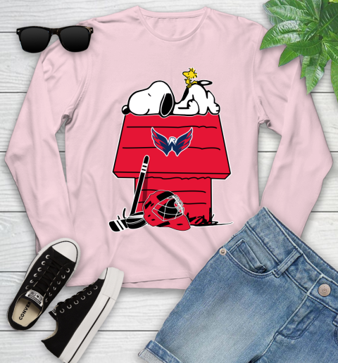 Washington Capitals NHL Hockey Snoopy Woodstock The Peanuts Movie Youth Long Sleeve 10