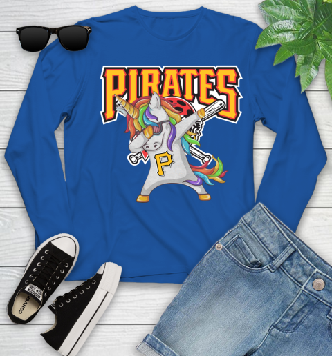 Pittsburgh Pirates MLB Baseball Funny Unicorn Dabbing Sports Youth Long Sleeve 9