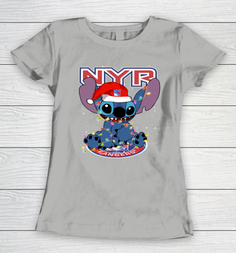 New York Rangers NHL Hockey noel stitch Christmas Women's T-Shirt 8
