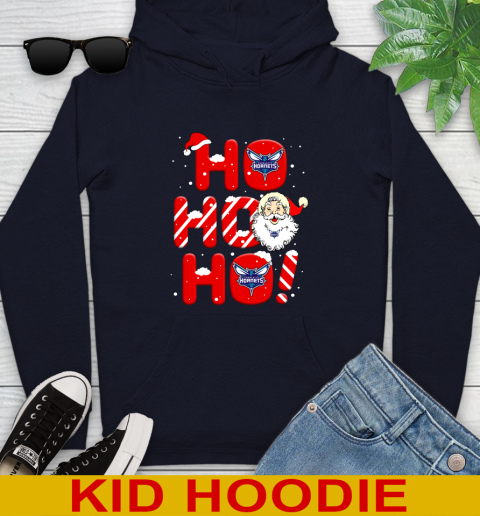 Charlotte Hornets NBA Basketball Ho Ho Ho Santa Claus Merry Christmas Shirt Youth Hoodie - Image 4