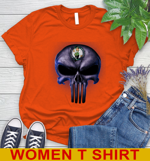 Boston Celtics NBA Basketball Punisher Skull Sports Women's T-Shirt 3