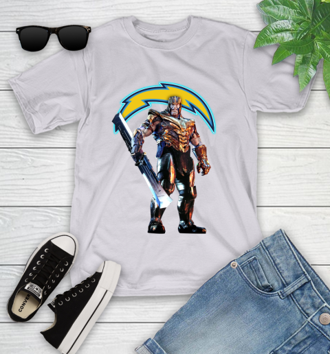 NFL Thanos Gauntlet Avengers Endgame Football San Diego Chargers Youth T-Shirt 4