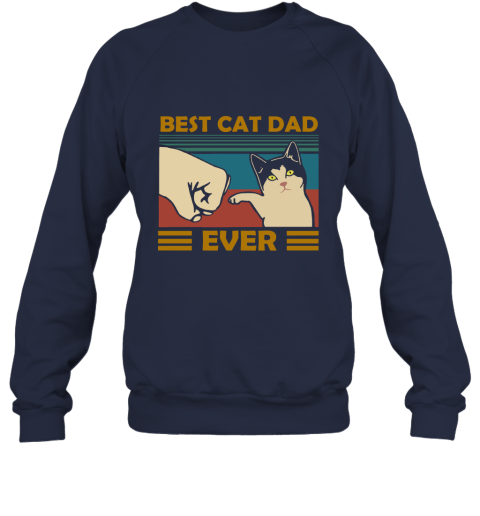 5zdk best cat dad ever fist dash with cat vintage sweatshirt 35 front navy