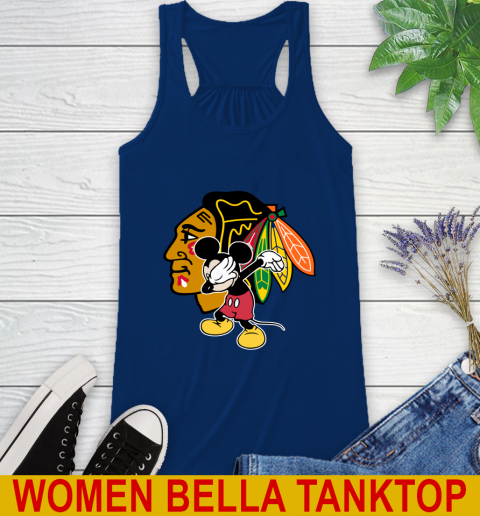 Chicago Blackhawks NHL Hockey Dabbing Mickey Disney Sports Racerback Tank 9