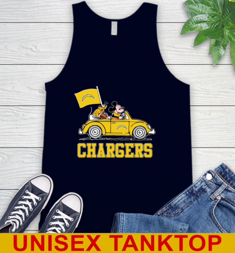 NFL Football Los Angeles Chargers Pluto Mickey Driving Disney Shirt Tank Top 3