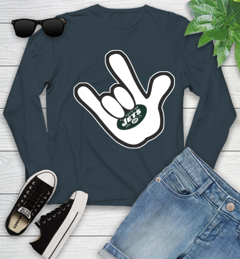 New York Jets NFL Football Mickey Rock Hand Disney Youth Long Sleeve 8