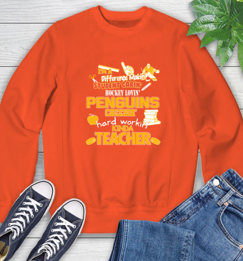 Pittsburgh Penguins NHL I'm A Difference Making Student Caring Hockey Loving Kinda Teacher Sweatshirt 3