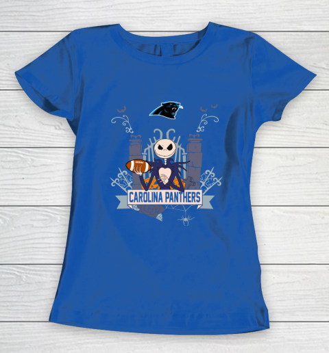 NFL Carolina Panthers Football Jack Skellington Halloween Women's T-Shirt 8