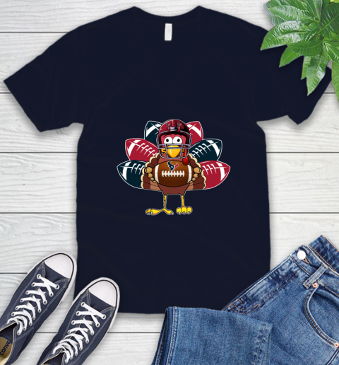 Houston Texans Turkey Thanksgiving Day V-Neck T-Shirt 3