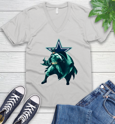 NFL Batman Football Sports Dallas Cowboys V-Neck T-Shirt