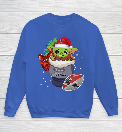 Atlanta Falcons Christmas Baby Yoda Star Wars Funny Happy NFL Youth Sweatshirt 8